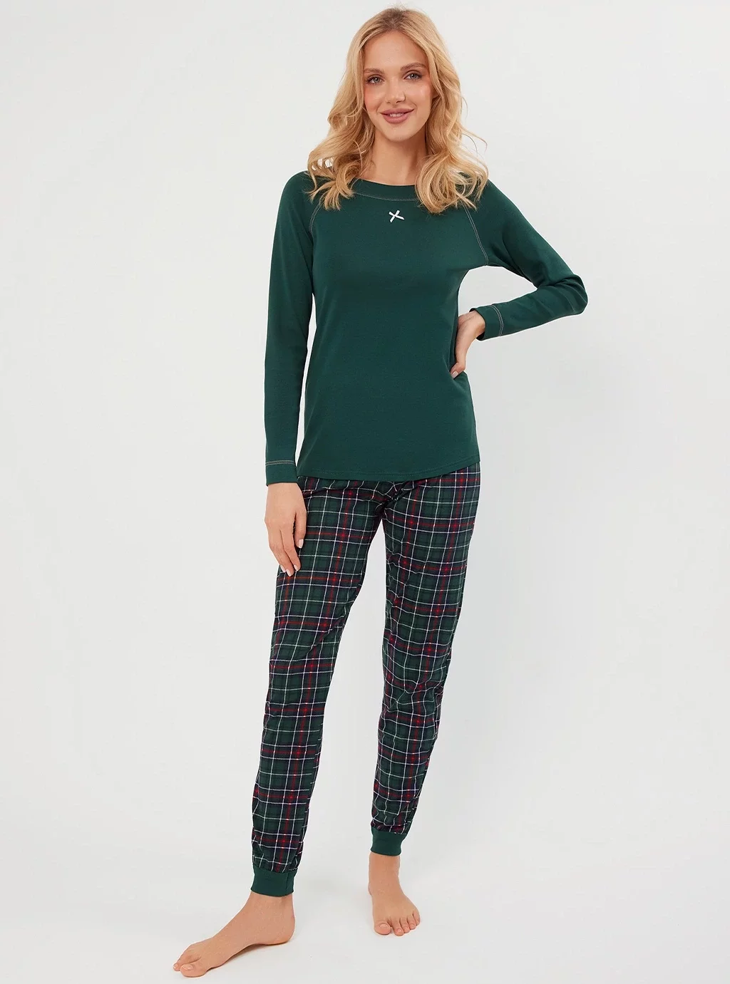 Foggia piżama damska długi rękaw - zielony