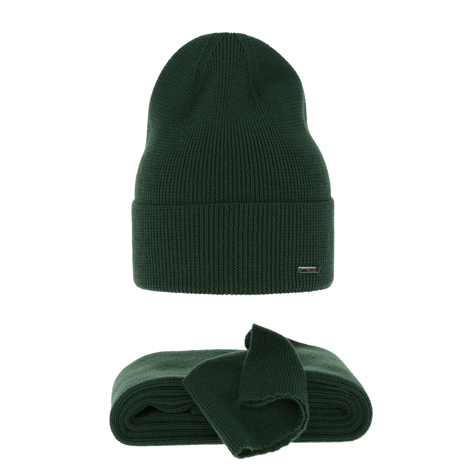Czapka i szalik damski zimowy komplet, zielony, 100% wełniana merino Melpomena