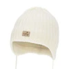 Czapka zimowa dla chłopca, biała, wiązana, 100% wełniana merino, podszyta polarem merino, Buno