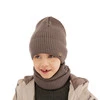 Czapka i komin dla chłopca jesienny, wiosenny komplet, khaki, 100% wełniany merino Intro