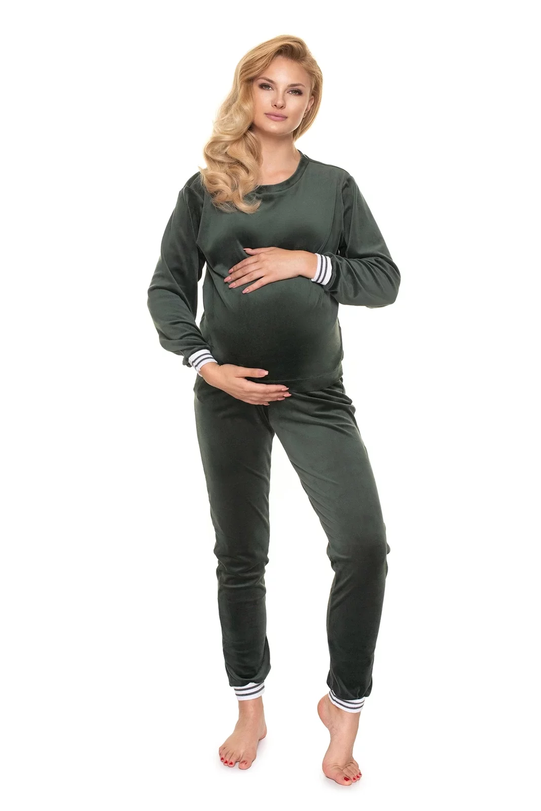 CIĄŻOWE DRESY WELUROWE PIŻAMA KHAKI