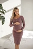 Sukienka ciążowa i do karmienia z dzianiny w prążek Tummy rose brown