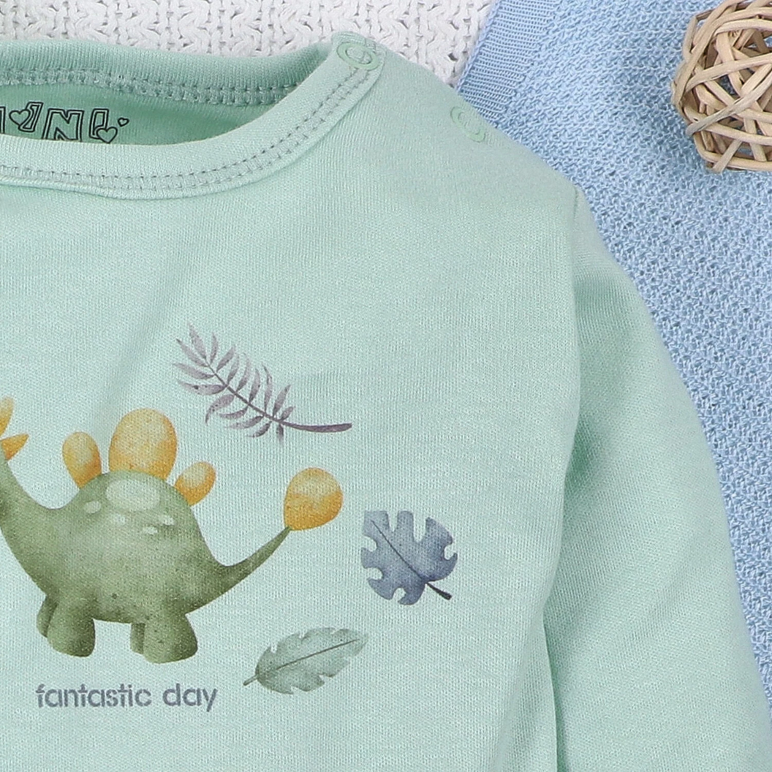 Body niemowlęce DINO EXPLORER z bawełny organicznej