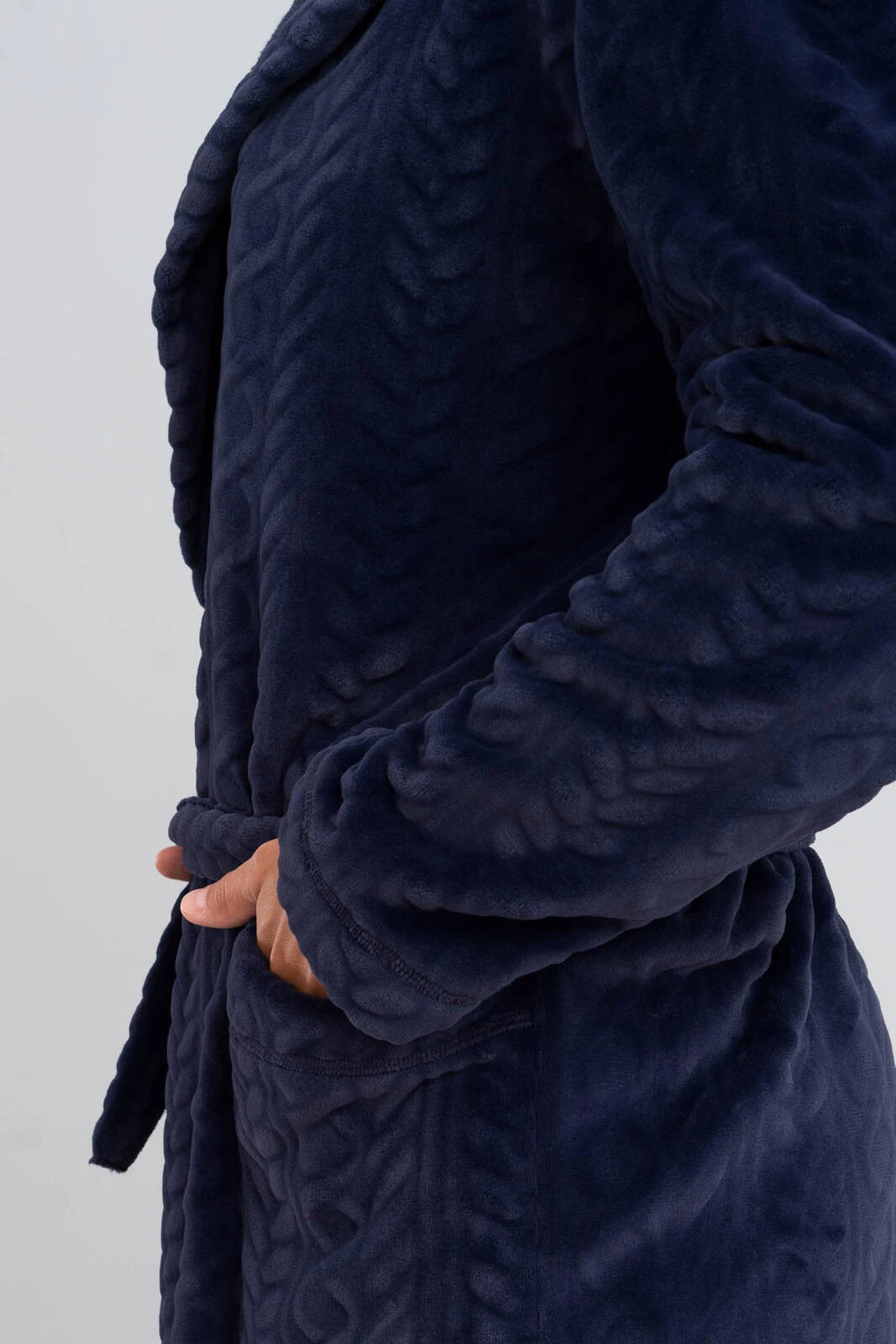 Zygmunt szlafrok męski długi rękaw granatowy