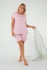 Leta piżama damska krótki rękaw. krótkie spodnie druk róż pudrowy
