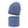 Czapka i komin dla chłopca jesienny, wiosenny komplet, niebieski, 100% wełniany merino Chester