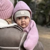 Czapka zimowa dla dziewczynki, różowa, 100% wełniana merino, podszyta wełnianym polarem, z pomponem, wiązana Havana