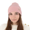Czapka damska zimowa, wiosenna, ciemnobeżowa, 100% wełniana merino, Sophie