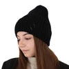 Czapka zimowa damska, czarna, 100% wełniana merino Ariga