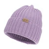 Czapka zimowa damska, fioletowa, 100% wełniana merino Lano