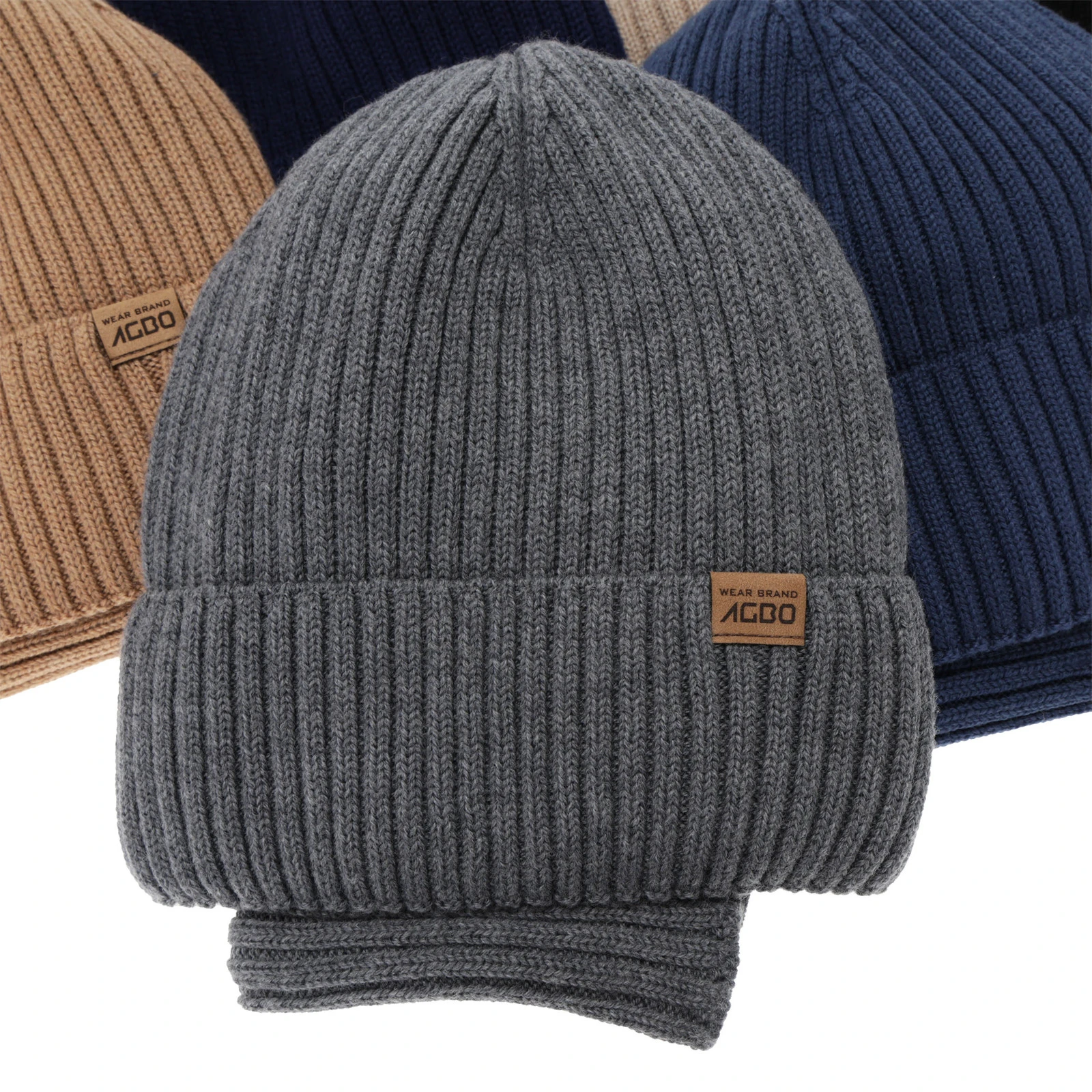 Czapka i komin dla chłopca, zimowy komplet, 100% wełniany merino, z podszyciem z wełny merino, niebieski Domin