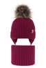 Czapka i komin dla dziewczynki zimowy komplet, fuksja, wiązany, 100% wełniany merino Junika