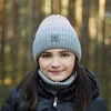 Czapka i komin dla dziewczynki zimowy komplet, czarny, Tasha