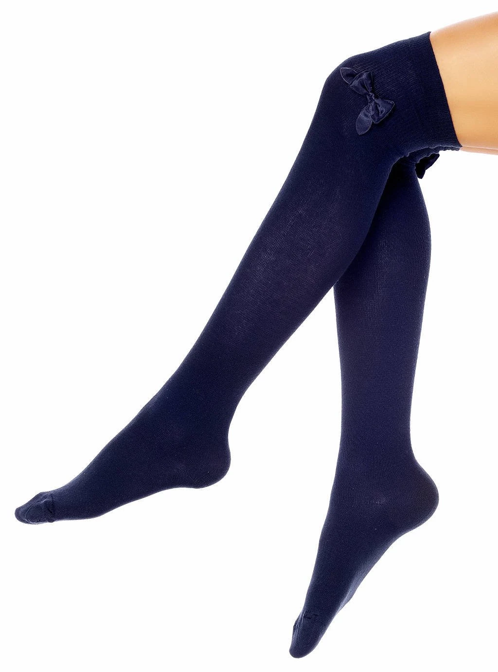 Zakolanówki Z Kokardką - Granatowe