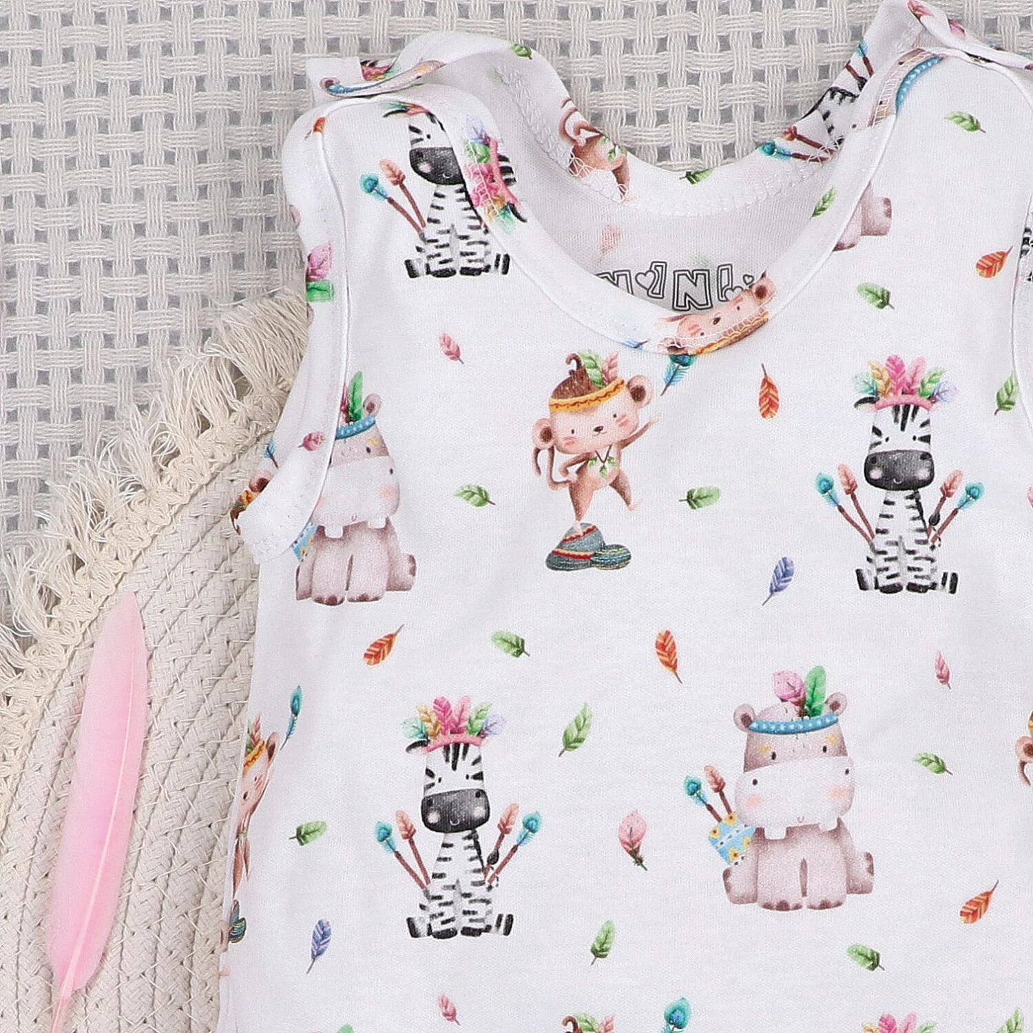 Śpiochy niemowlęce HAPPY ANIMALS z bawełny organicznej