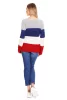 SWETER SZEROKIE PASY AŻUROWY MOTYW JEANS