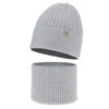 Czapka i komin dla dziewczynki, zimowy komplet, szary, 100% wełniany merino, Patricia