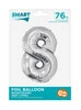 Srebrny Balon Smart cyfra "8" -76cm