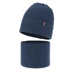 Czapka i komin dla chłopca, zimowy komplet, ciemnoniebieski, 100% wełniany merino, Gizmo