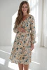 Sukienka ciążowa i do karmienia z lnem Lovely Dress Midi beżowa w kwiaty