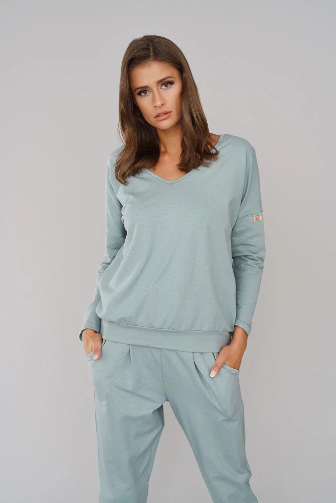 Karina komplet dresowy damski długi rękaw. długie spodnie miętowy
