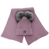 Czapka i szalik dla dziewczynki zimowy komplet, różowy, z dwoma pomponami Zenda