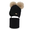 Czapka i komin dla dziewczynki, zimowy komplet, czarny, 100% wełniany merino, podszyty polarem wełnianym, Lumia