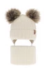 Czapka i komin dla chłopca zimowy komplet, kremowy, wiązany, 100% wełniany merino Konor
