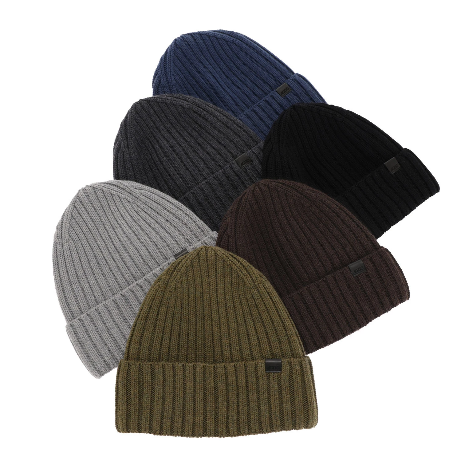 Czapka zimowa męska, oliwkowa, 100% wełniana merino, Nathan