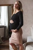 Spódnica ciążowa Tummy z dzianiny w prążki beżowa