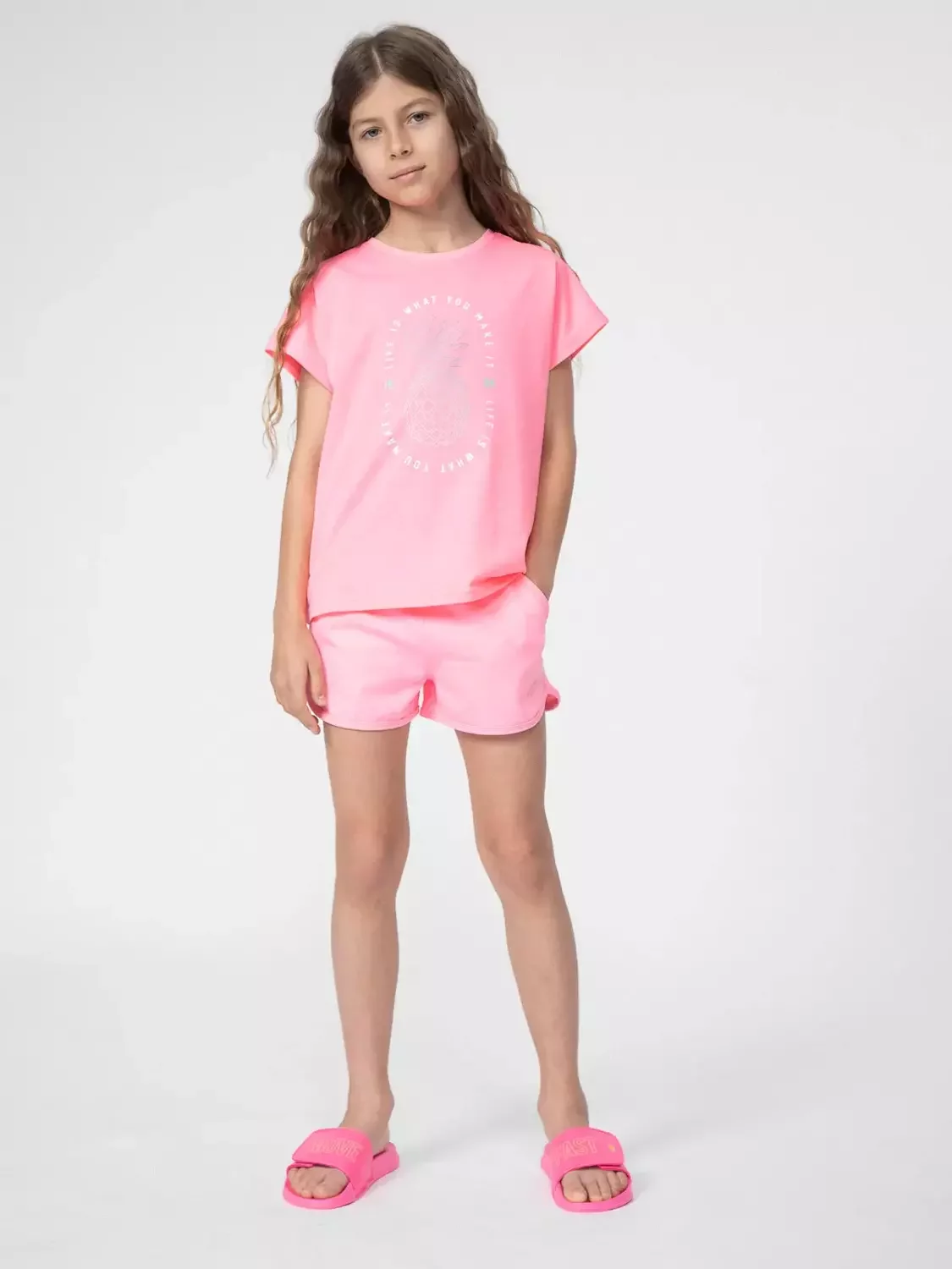 Spodenki dresowe dziecięce 4F - Róż