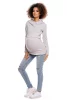 BLUZA DO KARMIENIA NA CIĄŻE KAPTUR JASNY SZARY