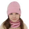 Czapka i komin dla dziewczynki zimowy komplet, czarny, 100% wełniany merino Jenny