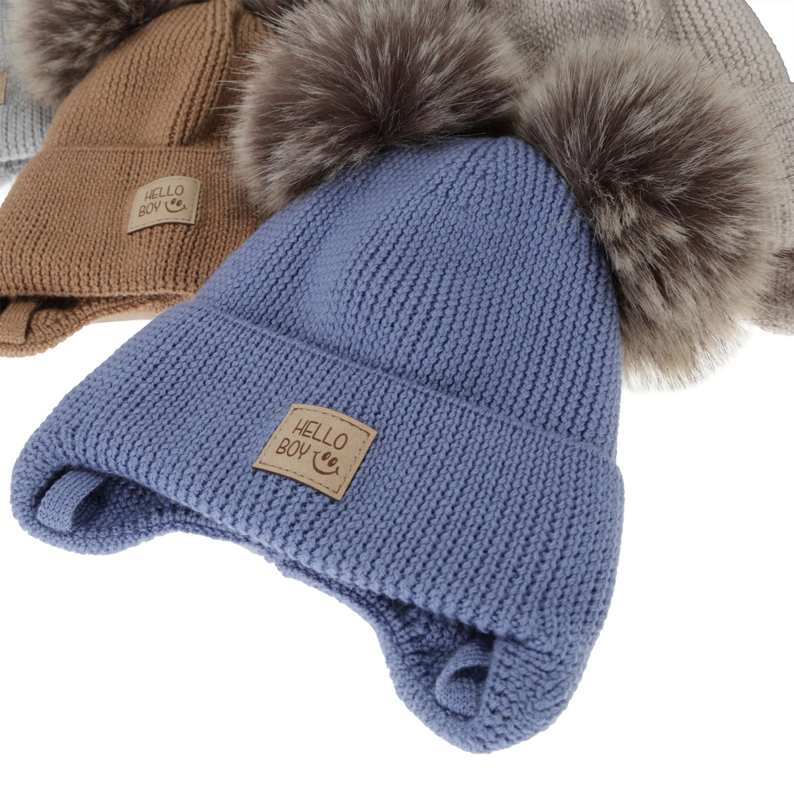 Czapka zimowa dla chłopca, niebieska, 100% wełniana merino, podszyta wełnianym polarem, Tambor