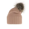 Czapka zimowa damska, różowa, z pomponem, z wełną merino Malga