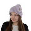 Czapka zimowa damska, beżowa, z wełną merino Caro