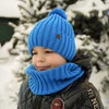 Czapka i komin dla chłopca zimowy komplet, czarny, z pomponem Wiliam