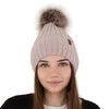 Czapka zimowa damska, beżowa, z wełną merino Texa