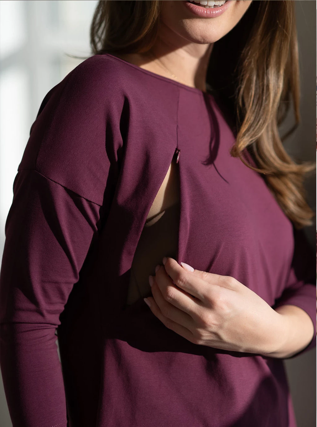 Bluzka/tunika ciążowa i do karmienia Mommy mauve wine