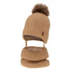 Czapka i komin dla chłopca zimowy komplet, camel, z wełną merino, wiązany Zongo