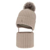 Czapka i komin dla dziewczynki zimowy komplet, beżowy, 100% wełniany merino, podszyty wełnianym polarem, Martina