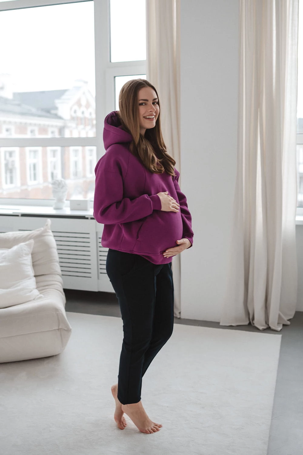 Bluza ciążowa i do karmienia Motherhood oversize fioletowa
