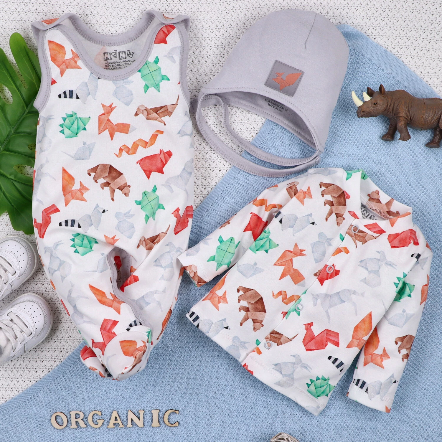 Kaftanik niemowlęcy Fun Origami z bawełny organicznej
