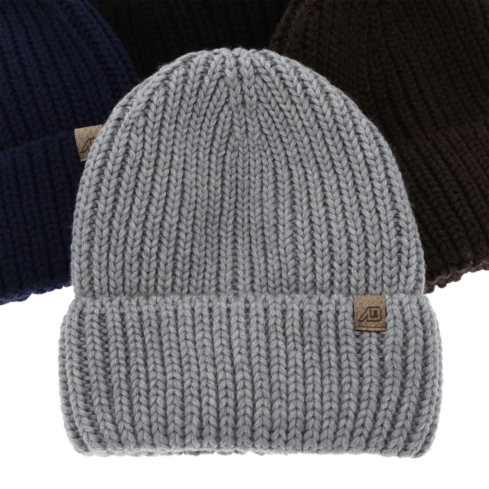 Czapka zimowa męska, szara, 100% wełniana merino Berno