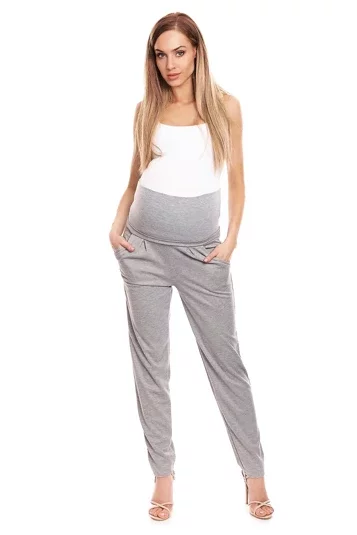 SPODNIE CYGARETKI CIĄŻOWE Z PASEM BEZUCISKOWYM SZARE