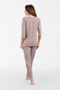 Betty piżama damska 3/4 rękaw. długie spodnie cappuccino/druk cappuccino