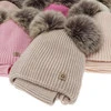 Czapka i komin dla dziewczynki, zimowy komplet, czarny, 100% wełniany merino, podszyty polarem wełnianym, Remika