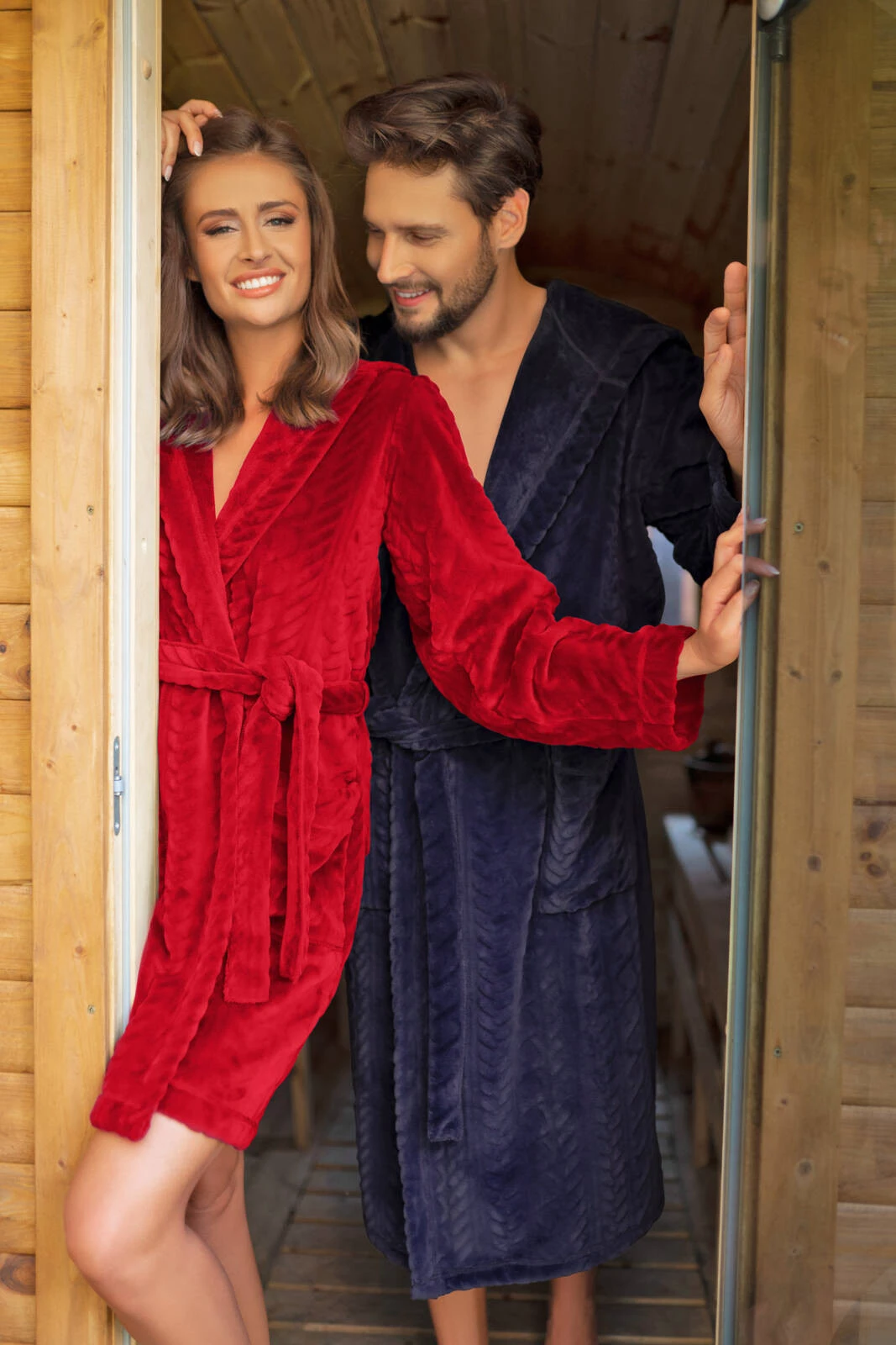 Zygmunt szlafrok męski długi rękaw granatowy