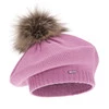 Beret damski zimowy, fioletowy, z wełną merino Bonnie