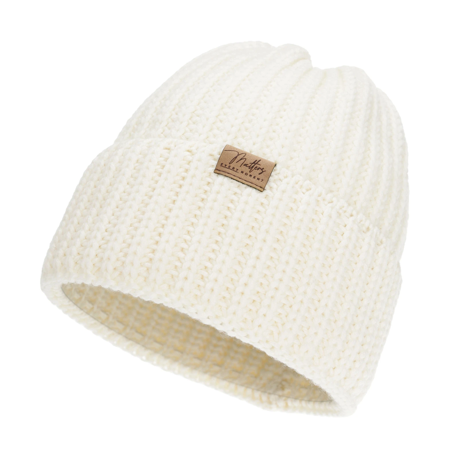 Czapka zimowa damska, kremowa, 100% wełniana merino Lano